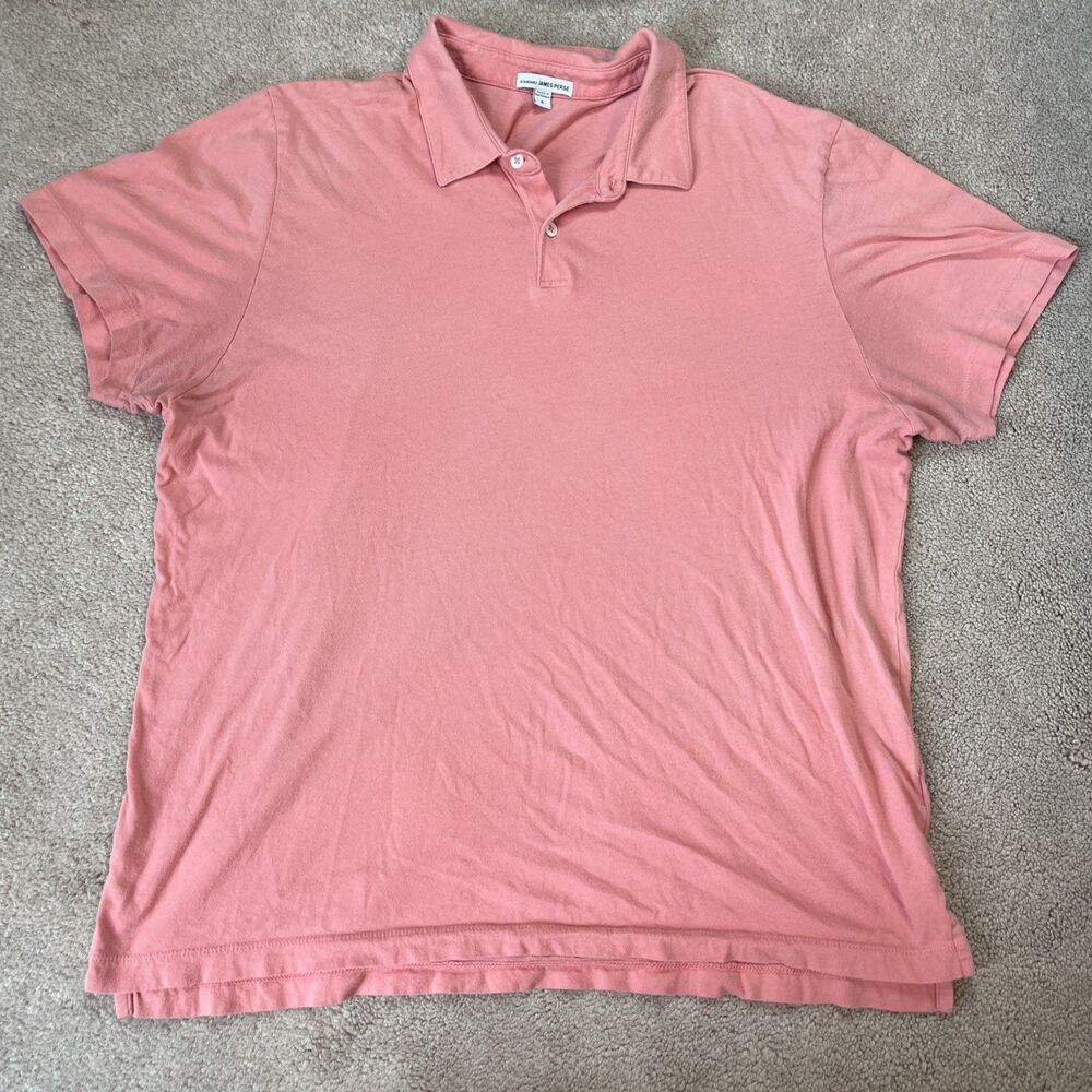 Standard James Perse Polo Shirt Mens 4 Large Salmon Pink Cotton Comfort Preppy